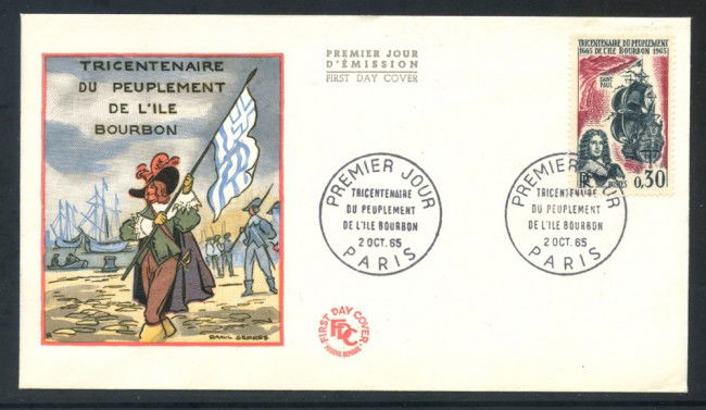 1965 - FRANCIA - INSEDIAMENTO NELL'ISOLA BORBONE - BUSTA FDC - LOTTO/25871