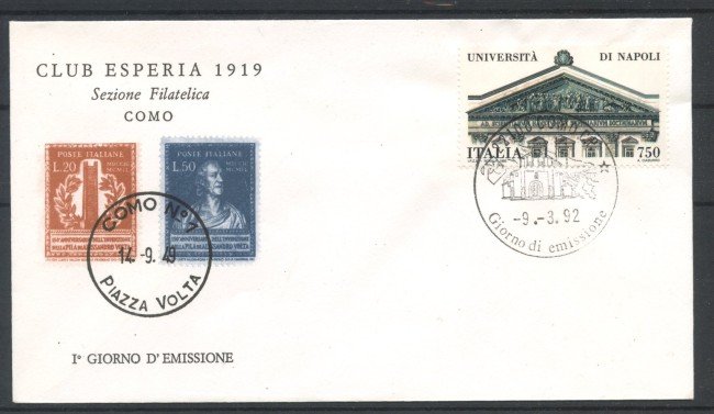 1992 - REPUBBLICA - LOTTO/39041 - SCUOLE D'ITALIA - BUSTA FDC