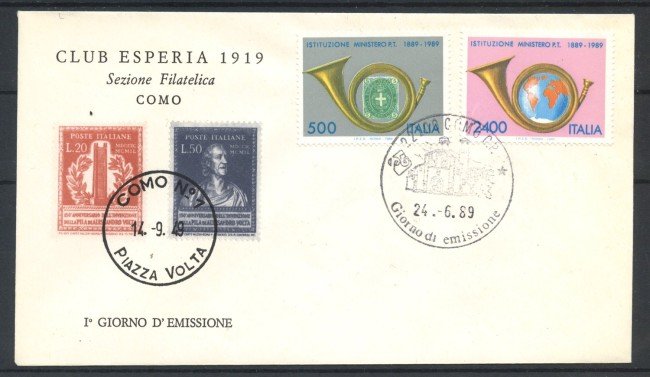1989 - REPUBBLICA -  LOTTO/38858 - MINISTERO POSTE - BUSTA FDC