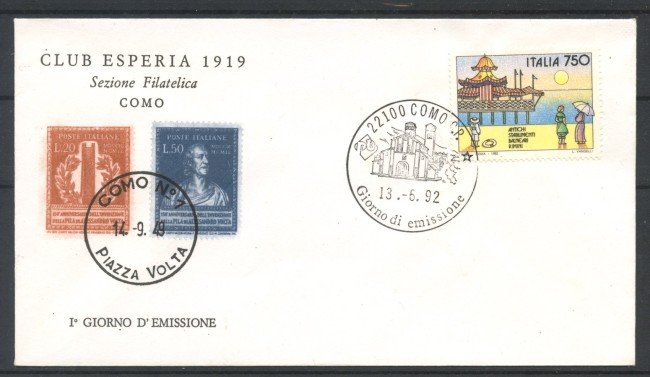 1992 - REPUBBLICA - LOTTO/39049 - STABILIMENTI BALNEARI RIMINI - BUSTA FDC