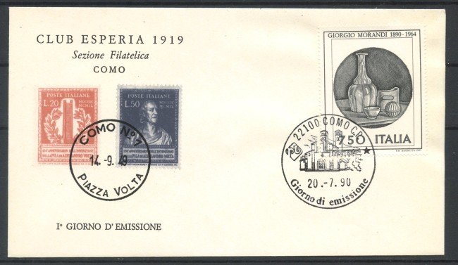 1990 - REPUBBLICA - LOTTO/39085 - GIORGIO MORANDI - BUSTA FDC