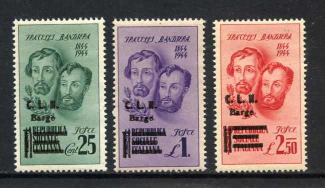 1945 - C.L.N.  BARGE - FRATELLI BANDIERA 3v. - NUOVI - LOTTO/32539