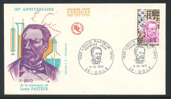 1973 - FRANCIA - LOUIS PASTEUR - BUSTA FDC - LOTTO/25835