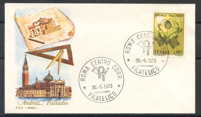1973 - REPUBBLICA - ANDREA PALLADIO - BUSTA FDC ROMA - LOTTO/27522A