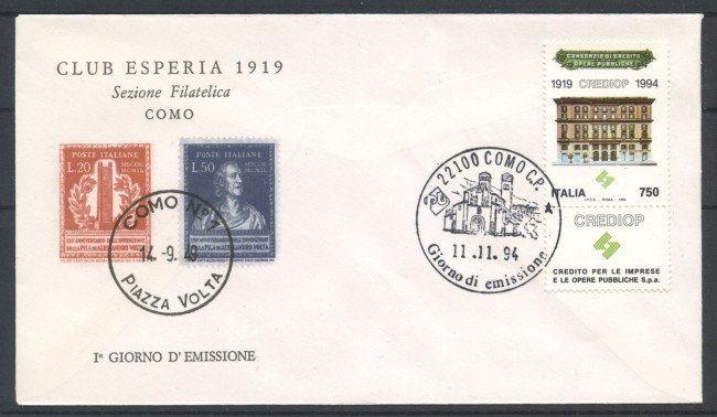 1994 - REPUBBLICA - LOTTO/38867 - CREDIOP - BUSTA FDC
