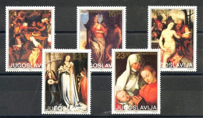 1983 - JUGOSLAVIA - LOTTO/38304 - CAPOLAVORI DEI MUSEI 5v. - NUOVI