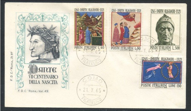1965 - REPUBBLICA - DANTE ALIGHIERI - BUSTA FDC - LOTTO/28597