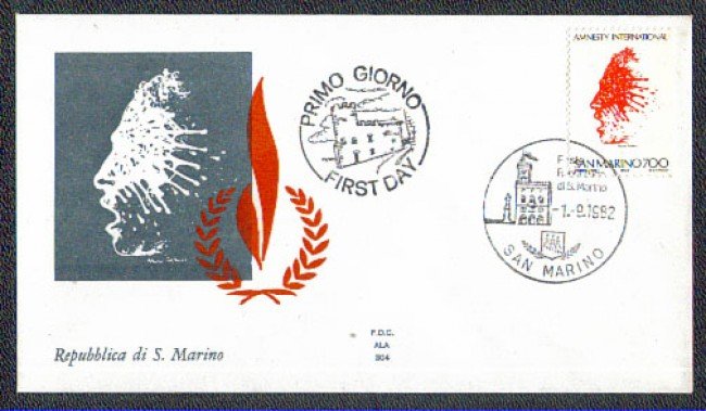 1982 - LOTTO/8030Z - SAN MARINO - AMNESTY INTERNATIONAL - FDC