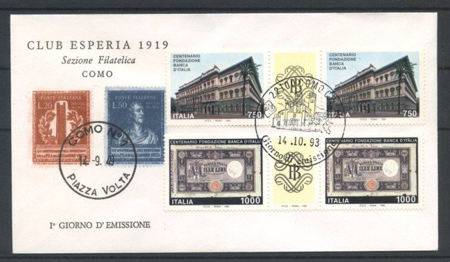 1993 - REPUBBLICA - LOTTO/38862 - BANCA D'ITALIA - BUSTA FDC