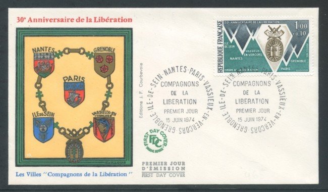 1974 - FRANCIA - ANNIVERSARIO LIBERAZIONE - BUSTA FDC - LOTTO/26728