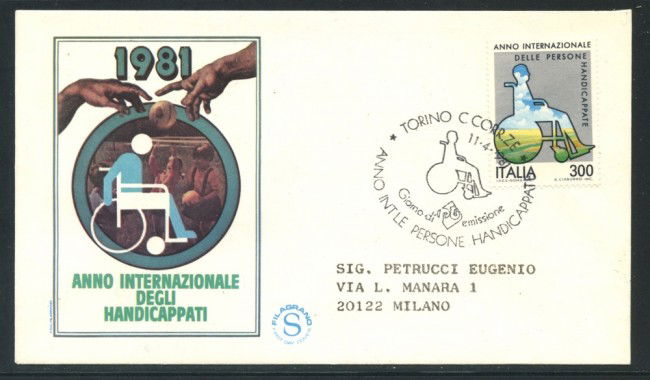 1981 - REPUBBLICA - DISABILI - BUSTA FDC FILAGRANO VIAGGIATA - LOTTO/27337