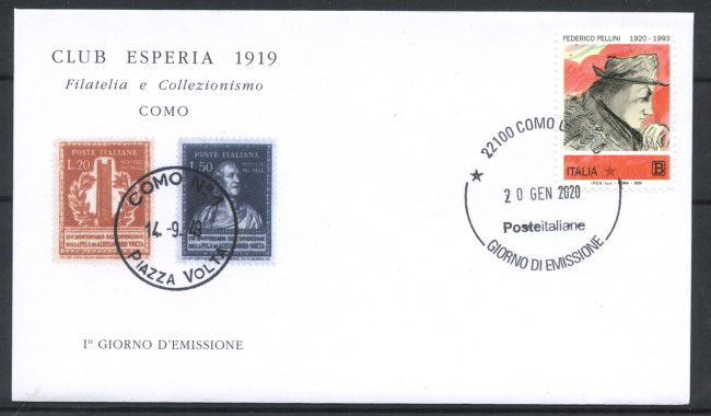 2020 - ITALIA REPUBBLICA - FEDERICO FELLINI - BUSTA FDC - LOTTO/36360