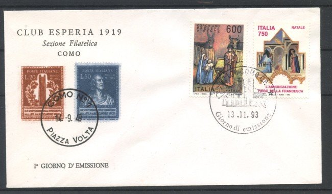 1993 - REPUBBLICA - LOTTO/39034 - NATALE 2v. - BUSTA FDC