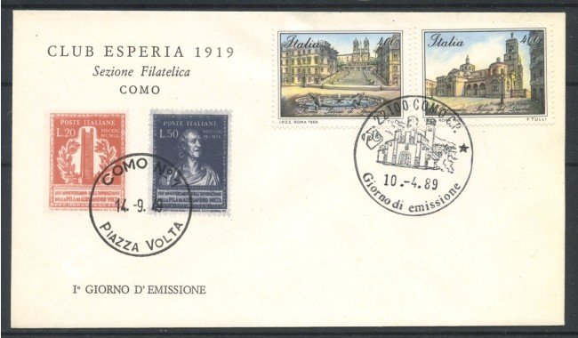 1989 - REPUBBLICA - LOTTO/39092 - PIAZZE D'ITALIA 2v. - BUSTA FDC