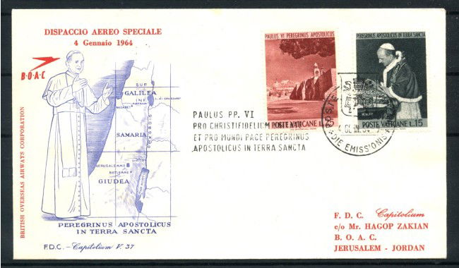 1964 - VATICANO - LOTTO/43523 - DISPACCIO AEREO SPECIALE  VISITA IN TERRA SANTA