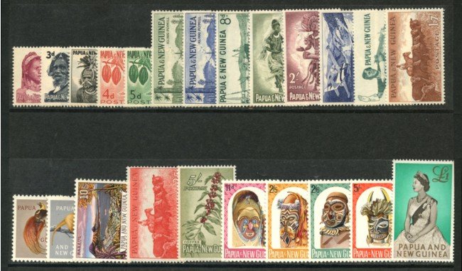 1958/64 - LOTTO/19536 - PAPUA NUOVA GUINEA  POSTA ORDINARIA  23v.
