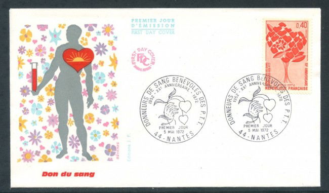 1972 - FRANCIA - UNIONE DONATORI SANGUE - BUSTA FDC - LOTTO/26567
