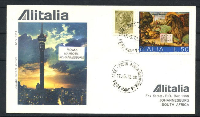 1973 - ITALIA - LOTTO/41615 - ALITALIA PRIMO VOLO ROMA  JOHANNESBURG SUD AFRICA