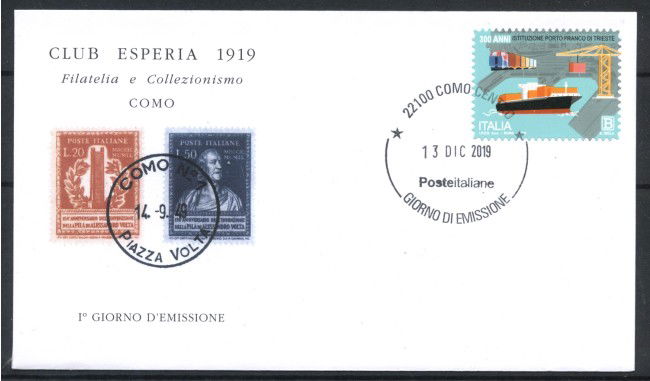 2019 - ITALIA REPUBBLICA - PORTO FRANCO DI TRIESTE - BUSTA FDC - LOTTO/36358