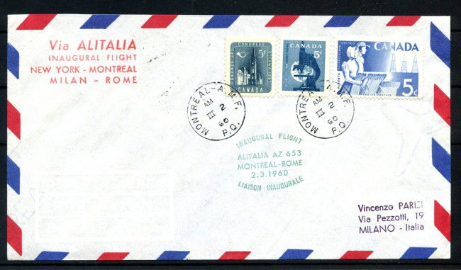 1960 - CANADA - LOTTO/41594 - VOLO INAUGURALE  ALITALIA MONTREAL ROMA