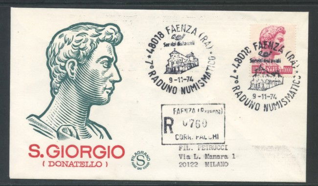 1974 - REPUBBLICA - S.GIORGIO DI DONATELLO - BUSTA FDC FILAGRANO VIAGGIATA - LOTTO/27466