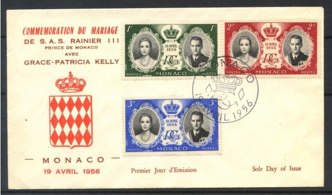 1956 - MONACO - MATRIMONIO PRINCIPE RANIERI - BUSTA FDC - LOTTO/31846
