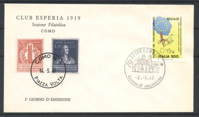 1989 - REPUBBLICA - LOTTO/39096 - PARLAMENTO EUROPEO - BUSTA FDC