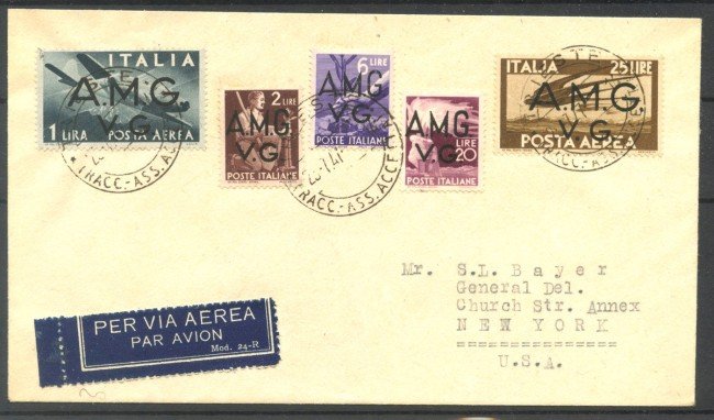 1945/47 - VENEZIA GIULIA - GOVERNO MILITARE - LOTTO/40126 - BUSTA PER GLI U.S.A.