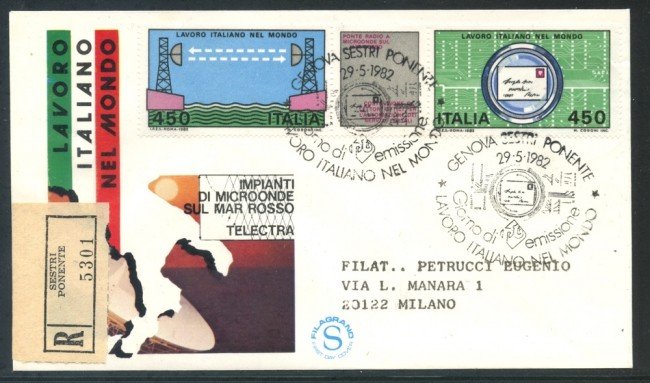 1982 - REPUBBLICA - LAVORO ITALIANO - BUSTA FDC FILAGRANO VIAGGIATA - LOTTO/27253