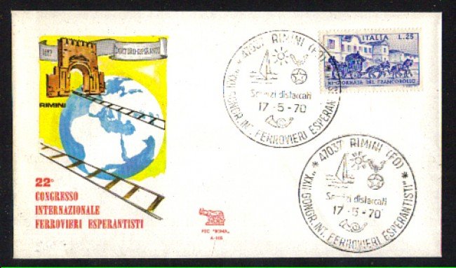 1970 - LBF/3443 - REPUBBLICA - CONGRESSO FERROVIERI ESPERANTISTI