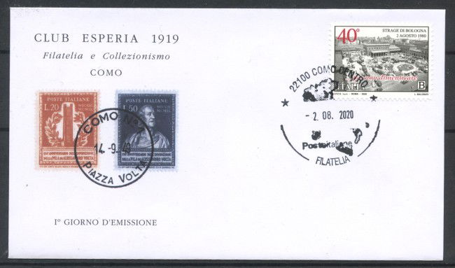 2020 - ITALIA REPUBBLICA - STRAGE DI BOLOGNA - BUSTA FDC - LOTTO/36379