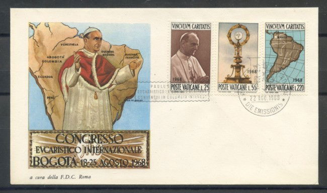 1968 - VATICANO - VIAGGIO A BOGOTA - BUSTA FDC ROMA - LOTTO/27633