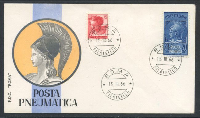 1966 - REPUBBLICA - 20 Lire POSTA PNEUMATICA - BUSTA FDC - LOTTO/28611