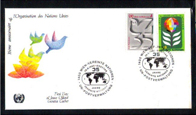 1980 - LOTTO/ONUA13FDC - ONU AUSTRIA - 35° ANNIVERSARIO ONU - BUSTA FDC