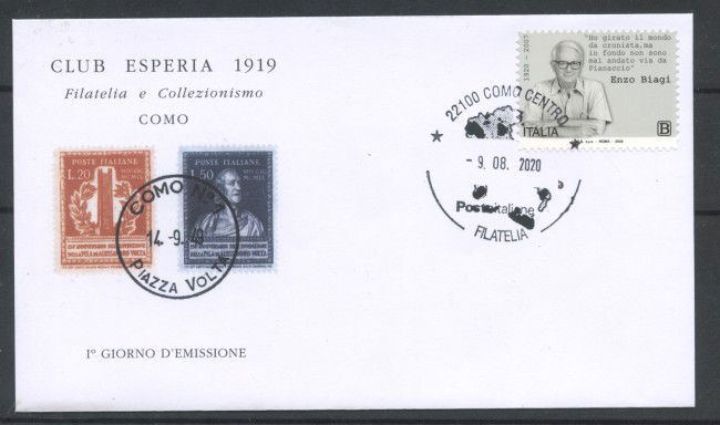 2020 - ITALIA REPUBBLICA - ENZO BIAGI - BUSTA FDC - LOTTO/36382