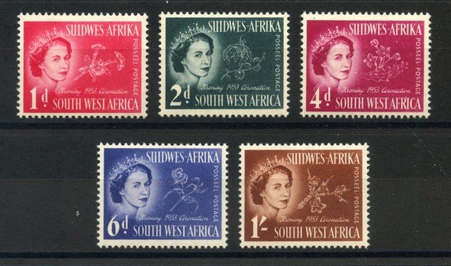 1953 - SOUTH WEST AFRICA - INCORONAZIONE REGINA ELISABETTA 5v. - NUOVi - LOTTO/34327