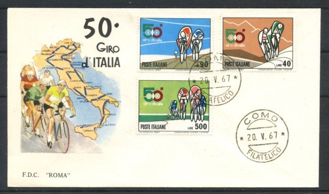 1967 - REPUBBLICA - LOTTO/39171A - 50° GIRO D'ITALIA - FDC ROMA