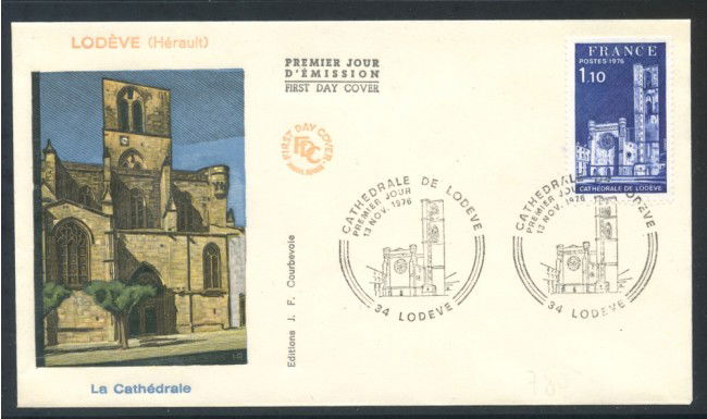 1976 - FRANCIA - CATTEDRALE DI LODEVE  - BUSTA FDC - LOTTO/25859