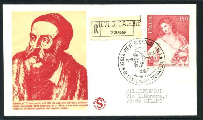1976 - REPUBBLICA - TIZIANO VECELLIO - BUSTA FDC FILAGRANO - LOTTO/27506