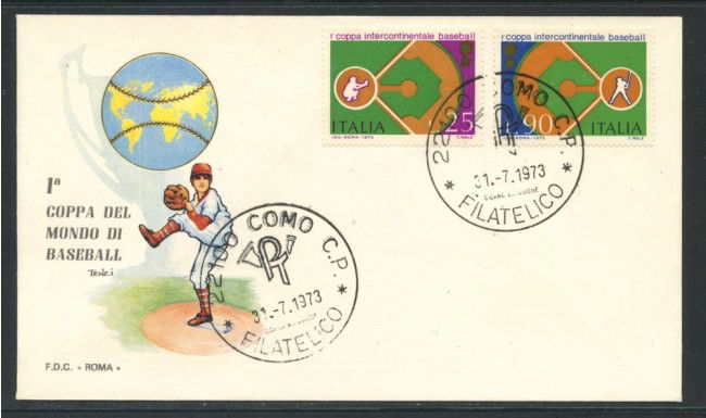 1973 - REPUBBLICA - COPPA DI BASEBALL - BUSTA FDC ROMA - LOTTO/27524