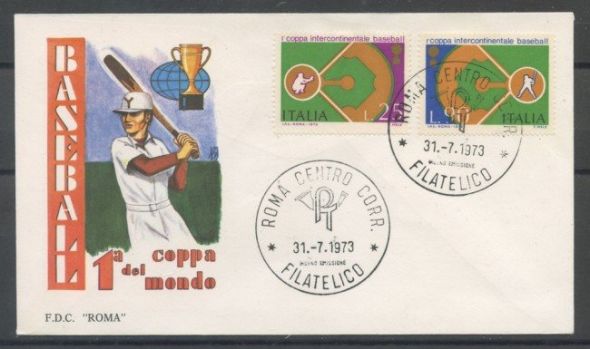 1973 - REPUBBLICA - COPPA DI BASEBALL - BUSTA FDC ROMA - LOTTO/27524A