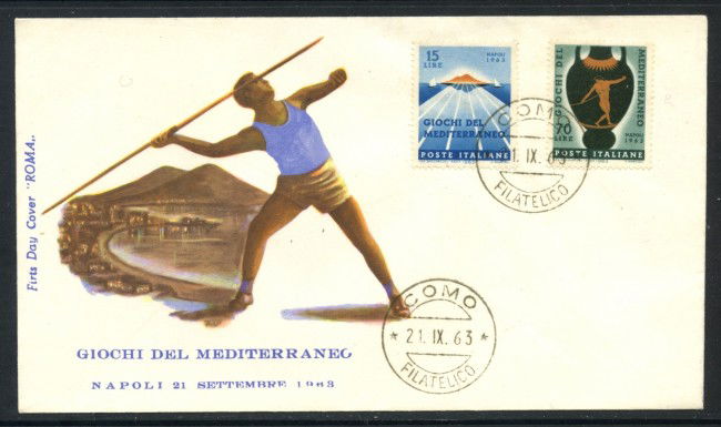 1963 - REPUBBLICA - GIOCHI  DEL MEDITERRANEO - BUSTA FDC - LOTTO/28580