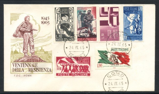 1965 - REPUBBLICA - VENTENNALE DELLA RESISTENZA - BUSTA FDC - LOTTO/28599