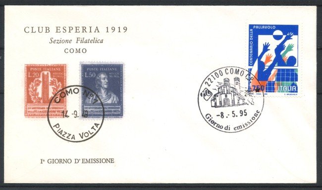 1995 - REPUBBLICA - LOTTO/39007 - CENTENARIO DELLA PALLAVOLO - BUSTA FDC