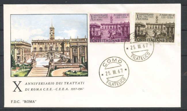 1967 - REPUBBLICA - LOTTO/39177 - TRATTATI DI ROMA - FDC ROMA