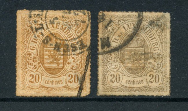 1865/75 - LOTTO/18645 - LUSSEMBURGO - 20 CENT. STEMMA - USATI