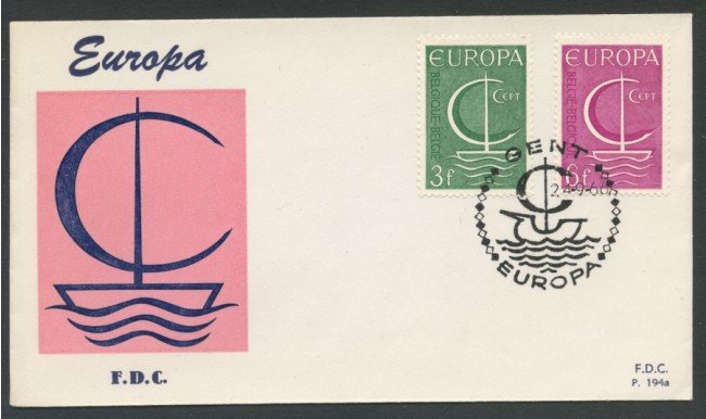 1966 - BELGIO - LOTTO/20440 - EUROPA 2v. BUSTA FDC