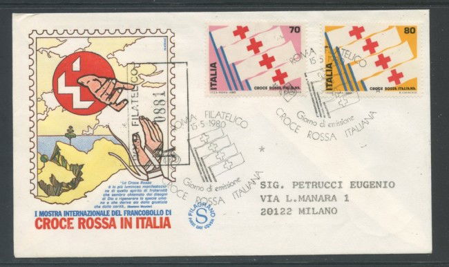1980 - REPUBBLICA - CROCE ROSSA - BUSTA FDC FILAGRANO  VIAGGIATA - LOTTO/27401
