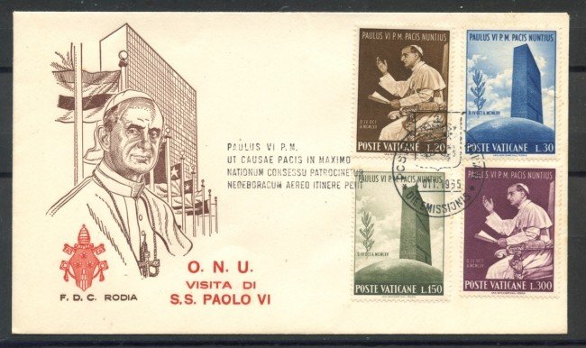 1965 - VATICANO - IL PAPA ALL'ONU - BUSTA FDC RODIA - LOTTO/27664