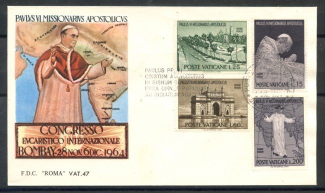 1964 - VATICANO - IL PAPA IN INDIA - BUSTA FDC ROMA - LOTTO/27672